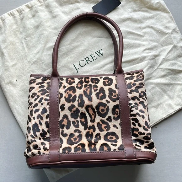 NWT J.Crew Collection Leather and calf hair tote. - Picture 11 of 14